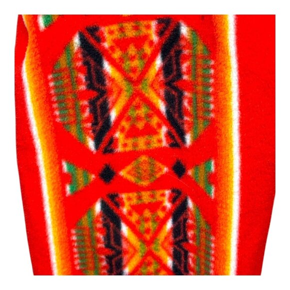 Fleece Southwest Scarf Vibrant Red Multicolor Geometric Aztec Design Fringe READ - Picture 2 of 8